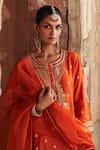 Sheetal Batra_Orange Chanderi Silk Pearls, Sequins, Gota Fahmida Kurta With Dhoti Pant _Online_at_Aza_Fashions