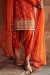 Buy_Sheetal Batra_Orange Chanderi Silk Pearls, Sequins, Gota Fahmida Kurta With Dhoti Pant _Online_at_Aza_Fashions