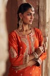 Shop_Sheetal Batra_Orange Chanderi Silk Pearls, Sequins, Gota Fahmida Kurta With Dhoti Pant _Online_at_Aza_Fashions