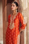 Sheetal Batra_Orange Chanderi Silk Pearls, Sequins, Gota Fahmida Kurta With Dhoti Pant _at_Aza_Fashions