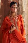 Sheetal Batra_Orange Chanderi , Organza Pearls, Fahmida Kashmiri Tilla And Kurta Set _Online_at_Aza_Fashions
