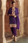 Sheetal Batra_Purple Chanderi , Organza Pearls, Fahmida Kashmiri Tilla And Kurta Set _at_Aza_Fashions