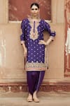 Buy_Sheetal Batra_Purple Chanderi , Organza Pearls, Fahmida Kashmiri Tilla And Kurta Set 