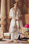 Buy_Sheetal Batra_Ivory Chanderi , Satin, Organza Mehwish Kashmiri Tilla And Kurta Set _at_Aza_Fashions