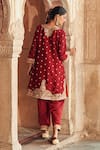 Shop Sheetal Batra Red Chanderi , Satin, Organza Pearls, Mehwish Tilla And Kurta Set at Aza Fashions Shop_Sheetal Batra_Red Chanderi , Satin, Organza Pearls, Mehwish Tilla And Kurta Set _at_Aza_Fashions