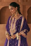 Sheetal Batra_Purple Chanderi , Satin, Organza Farhana Kashmiri Tilla And Kurta Set _Online_at_Aza_Fashions