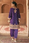 Shop_Sheetal Batra_Purple Chanderi , Satin, Organza Farhana Kashmiri Tilla And Kurta Set _at_Aza_Fashions