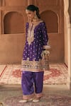 Buy_Sheetal Batra_Purple Chanderi , Satin, Organza Farhana Kashmiri Tilla And Kurta Set 