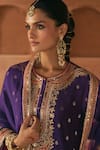 Shop_Sheetal Batra_Purple Chanderi , Satin, Organza Farhana Kashmiri Tilla And Kurta Set 