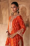 Sheetal Batra_Orange Chanderi , Satin, Organza Farhana Banarasi Tilla And Kurta Set _Online_at_Aza_Fashions