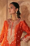 Buy_Sheetal Batra_Orange Chanderi , Satin, Organza Farhana Banarasi Tilla And Kurta Set _Online_at_Aza_Fashions