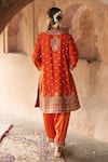 Shop_Sheetal Batra_Orange Chanderi , Satin, Organza Farhana Banarasi Tilla And Kurta Set _at_Aza_Fashions