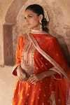 Sheetal Batra_Orange Chanderi , Satin, Organza Farhana Banarasi Tilla And Kurta Set _at_Aza_Fashions