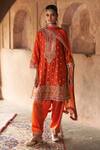 Buy_Sheetal Batra_Orange Chanderi , Satin, Organza Farhana Banarasi Tilla And Kurta Set 