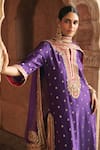 Shop_Sheetal Batra_Purple Chanderi , Organza Sobia Kashmiri Tilla And Kurta Set _Online_at_Aza_Fashions