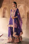 Sheetal Batra_Purple Chanderi , Organza Pearls, Areesha Banarasi Tilla And Kurta Set _Online_at_Aza_Fashions