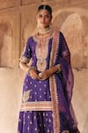 Buy_Sheetal Batra_Purple Chanderi , Organza Pearls, Areesha Banarasi Tilla And Kurta Set _Online_at_Aza_Fashions