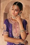 Shop_Sheetal Batra_Purple Chanderi , Organza Pearls, Areesha Banarasi Tilla And Kurta Set _Online_at_Aza_Fashions