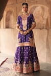 Sheetal Batra_Purple Chanderi , Organza Pearls, Areesha Banarasi Tilla And Kurta Set _at_Aza_Fashions