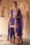 Buy_Sheetal Batra_Purple Chanderi , Organza Pearls, Areesha Banarasi Tilla And Kurta Set _at_Aza_Fashions