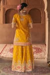Shop_Sheetal Batra_Mustard Chanderi , Areesha Banarasi Kurta Sharara Set With Dupatta _at_Aza_Fashions