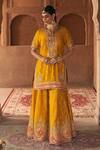 Shop_Sheetal Batra_Mustard Chanderi , Areesha Banarasi Kurta Sharara Set With Dupatta _Online_at_Aza_Fashions