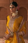 Sheetal Batra_Mustard Chanderi , Areesha Banarasi Kurta Sharara Set With Dupatta _at_Aza_Fashions