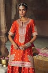 Sheetal Batra_Orange , Silk, Areesha Banarasi Tilla And Kurta Sharara Set _Online_at_Aza_Fashions
