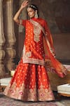 Shop_Sheetal Batra_Orange , Silk, Areesha Banarasi Tilla And Kurta Sharara Set _at_Aza_Fashions