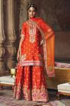 Buy_Sheetal Batra_Orange , Silk, Areesha Banarasi Tilla And Kurta Sharara Set _at_Aza_Fashions