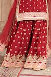 Sheetal Batra_Red Chanderi , Organza Pearls, Samreen Banarasi Tilla And Kurta Set _Online_at_Aza_Fashions