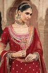 Buy_Sheetal Batra_Red Chanderi , Organza Pearls, Samreen Banarasi Tilla And Kurta Set _Online_at_Aza_Fashions