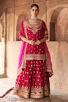 Buy_Sheetal Batra_Pink Chanderi , Organza Samreen Banarasi Tilla And Kurta Sharara Set _at_Aza_Fashions