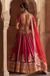 Shop_Sheetal Batra_Fuchsia , Organza Pearls, Amara Kashmiri Tilla And Lehenga Set _at_Aza_Fashions
