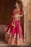 Buy_Sheetal Batra_Fuchsia , Organza Pearls, Amara Kashmiri Tilla And Lehenga Set _Online_at_Aza_Fashions