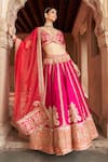 Buy_Sheetal Batra_Fuchsia , Organza Pearls, Amara Kashmiri Tilla And Lehenga Set 