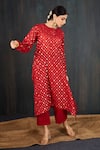 Buy_Tuli_Red Chanderi, Cotton, Silk Zari, Karva Jacquard Woven Kurta And Pant Set _at_Aza_Fashions