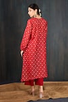 Shop_Tuli_Red Chanderi, Cotton, Silk Zari, Karva Jacquard Woven Kurta And Pant Set _at_Aza_Fashions