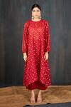 Tuli_Red Chanderi, Cotton, Silk Zari, Karva Jacquard Woven Kurta And Pant Set _at_Aza_Fashions