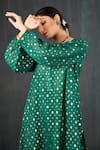 Tuli_Green Chanderi, Cotton, Silk Panna Jacquard Woven Kurta And Pant Set With Inner _Online_at_Aza_Fashions
