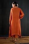 Shop_Tuli_Rust Silk, Cotton Round Neck Kesar Dola Anar Silhouette Kurta And Pant Set _at_Aza_Fashions