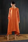 Buy_Tuli_Rust Silk, Cotton Round Neck Kesar Dola Anar Silhouette Kurta And Pant Set 