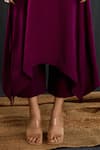 Tuli_Purple Silk, Cotton Round Neck Aabroo Dola Anar Silhouette Kurta And Pant Set _Online_at_Aza_Fashions