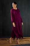 Shop_Tuli_Purple Silk, Cotton Round Neck Aabroo Dola Anar Silhouette Kurta And Pant Set _Online_at_Aza_Fashions