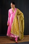 Buy_Tuli_Pink Cotton, Silk, Chanderi Gota Patti, Zari Rangili Angarakha Anarkali Set _at_Aza_Fashions