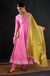 Buy_Tuli_Pink Cotton, Silk, Chanderi Gota Patti, Zari Rangili Angarakha Anarkali Set 