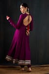Shop_Tuli_Purple Cotton, Silk, Chanderi Gota Patti, Leheriya Work Anarkali Churidar Set _at_Aza_Fashions