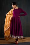 Buy_Tuli_Purple Cotton, Silk, Chanderi Gota Patti, Leheriya Work Anarkali Churidar Set _at_Aza_Fashions