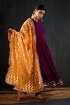 Shop_Tuli_Purple Cotton, Silk, Chanderi Gota Patti, Leheriya Work Anarkali Churidar Set 