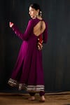 Shop_Tuli_Purple , Silk, Satin, Chanderi Satrangi Work Anarkali Churidar Set _at_Aza_Fashions